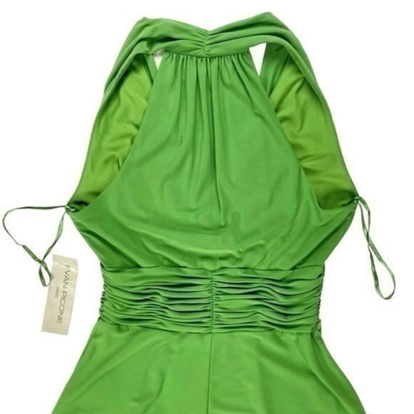 Evan Picone Babydoll Criss-Cross Bust Formal Dress Sz 8 Green‎ Party Stretch NWT - Picture 4 of 15